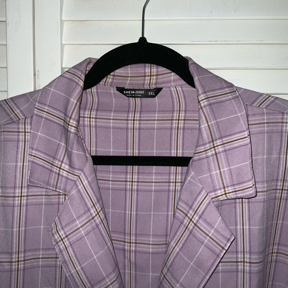 Shein Purple Plaid Blazer Size 3XL - Picture 3 of 4